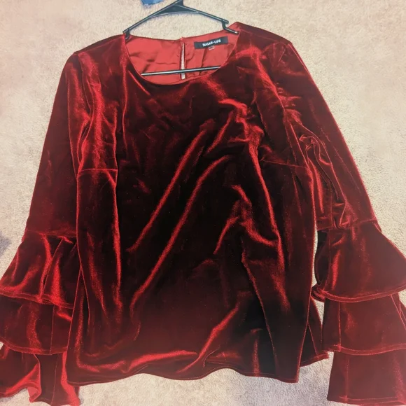 Sugar+lips Deep Velvet Burgundy Blouse Goth/Victorian Vibes - Picture 1 of 5